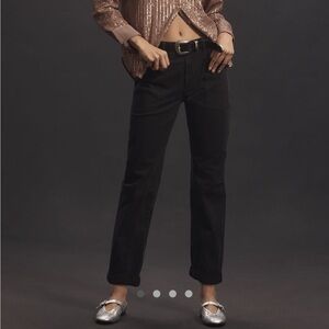 Anthropologie The Wanderer Mid-rise relaxed leg pants by pilcro black